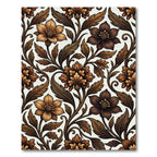 Earthy Brown Floral Vine Art Rug
