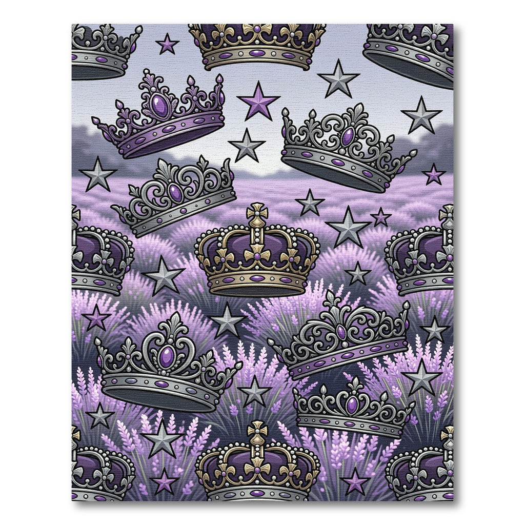 Regal Purple Crown and Star Landscape Rug