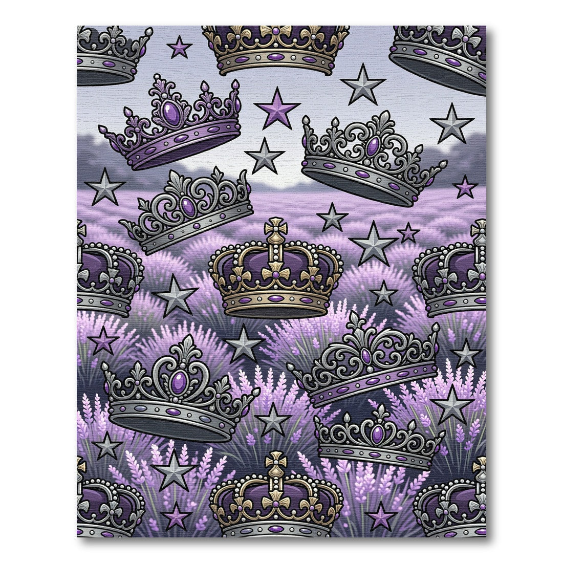 Regal Purple Crown and Star Landscape Rug