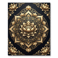 Golden Floral Medallion Mandala Rug