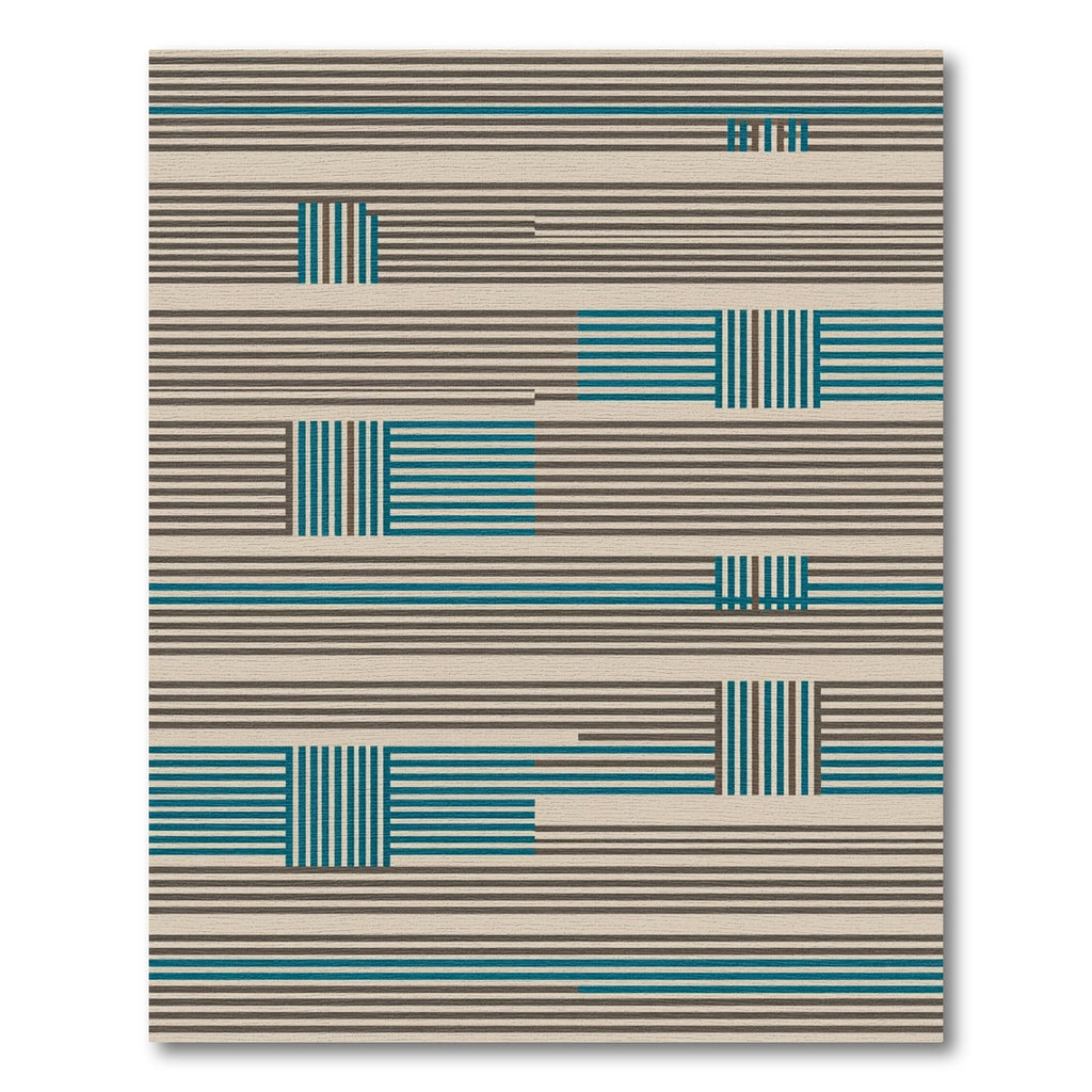 Modern Teal Geometric Stripes Rug