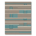 Modern Teal Geometric Stripes Rug