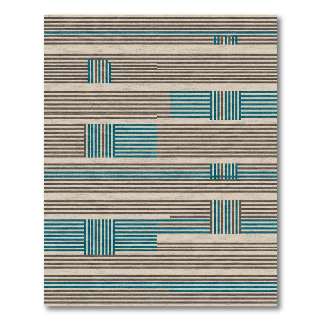 Modern Teal Geometric Stripes Rug