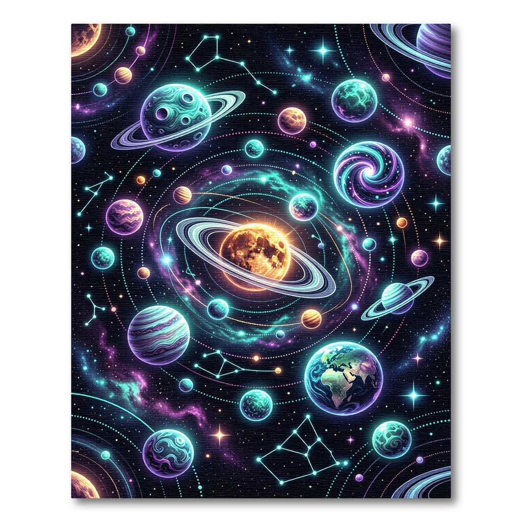 Vibrant Cosmic Galaxy Planetary System Rug