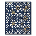Navy Geometric Knotwork and Tassel Accent Rug