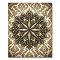 Ornate Gold Damask Compass Rose Rug
