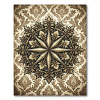 Ornate Gold Damask Compass Rose Rug