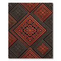 Terracotta Orange Scrollwork Diamond Tile Rug