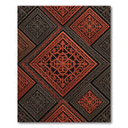Terracotta Orange Scrollwork Diamond Tile Rug