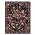 Rich Burgundy Damask Floral Scroll Rug
