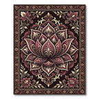 Rich Burgundy Damask Floral Scroll Rug