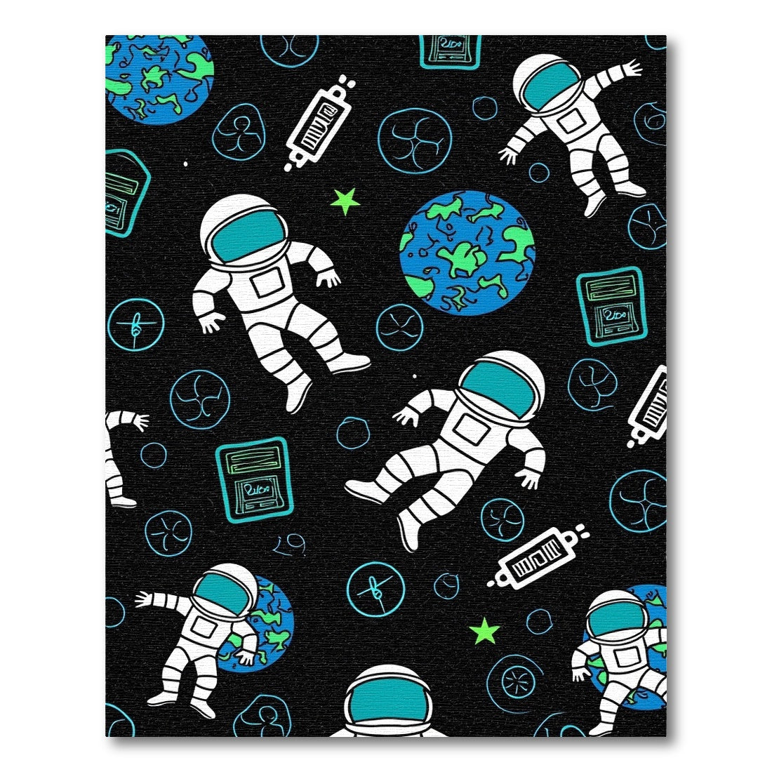 Astronauts Floating Among Planets And Stars Rug