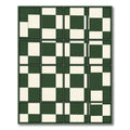 Deep Green Cream Checkerboard Composition Rug