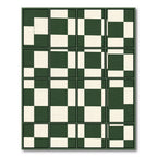 Deep Green Cream Checkerboard Composition Rug