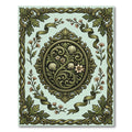 Elegant Sage Shell Scroll Floral Medallion Rug