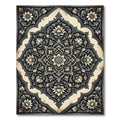 Elegant Charcoal Cream Floral Medallion Rug