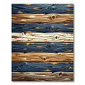 Rustic Navy and Ochre Wood Plank Rug