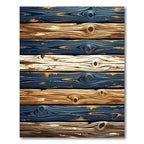 Rustic Navy and Ochre Wood Plank Rug
