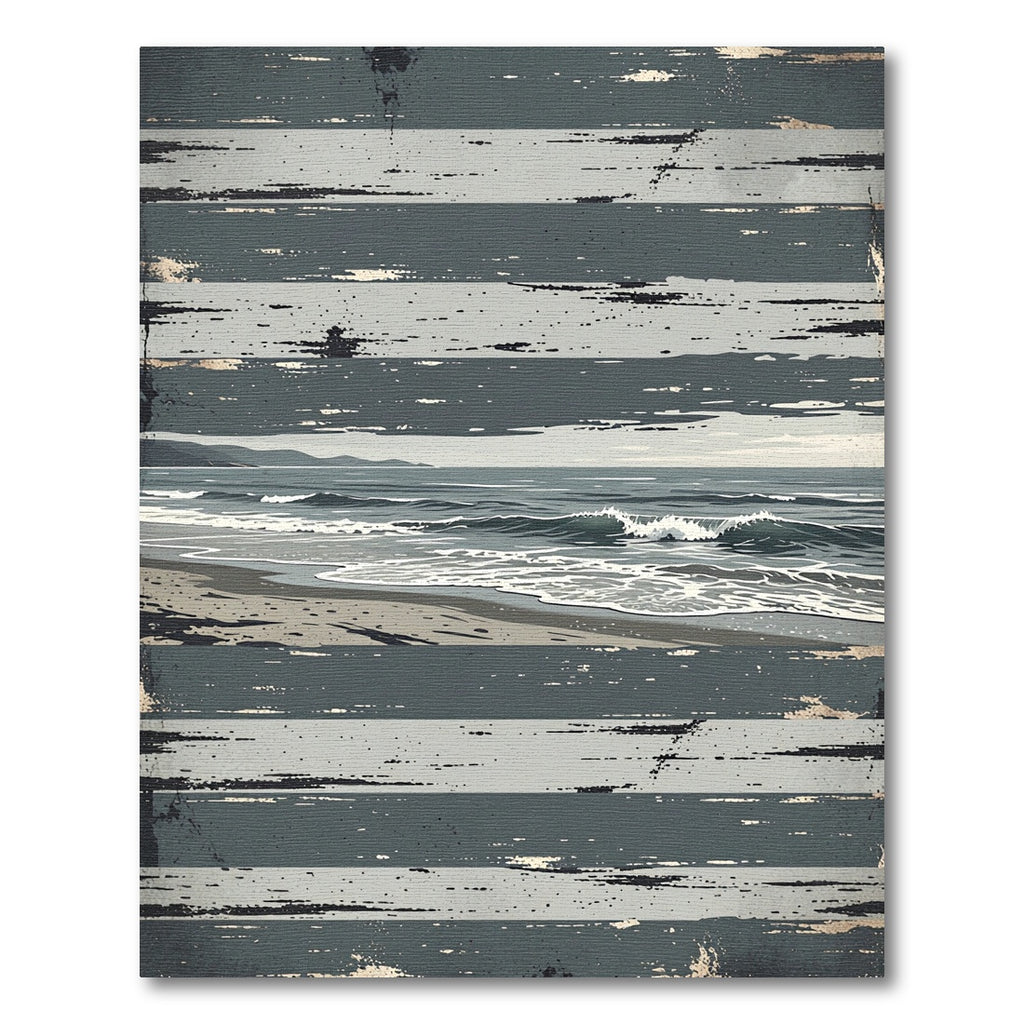Distressed Coastal Horizon Line Design Rug