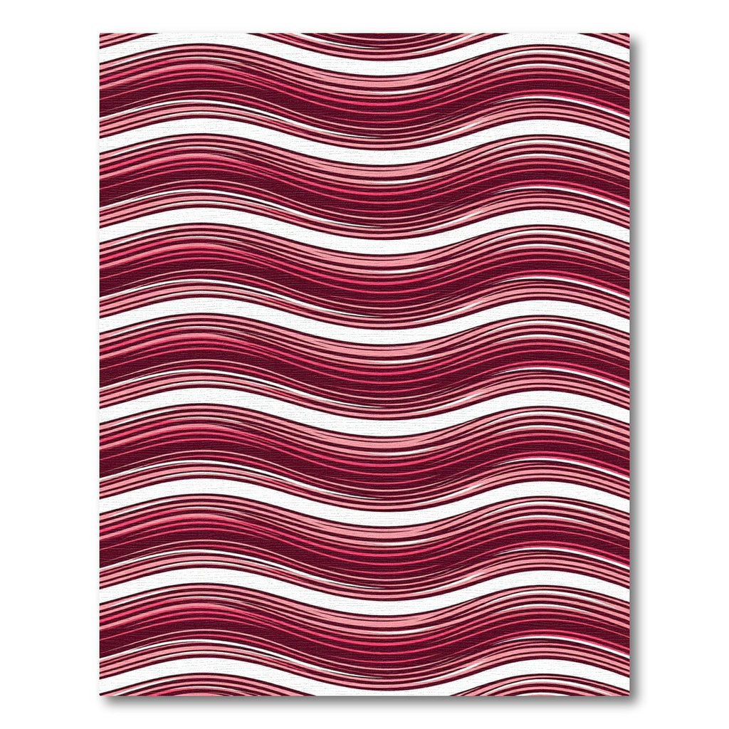 Crimson Wavy Linear Abstract Stripes Rug