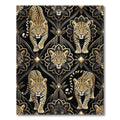 Gold Black Leopard Art Deco Rug