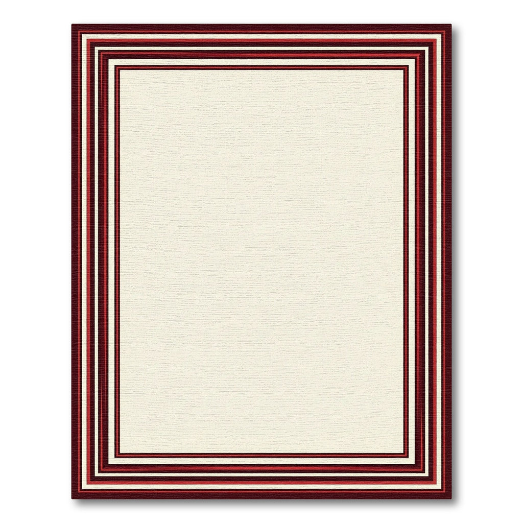 Crimson Layered Geometric Border Rug