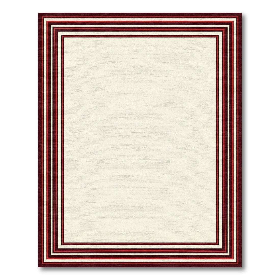 Crimson Layered Geometric Border Rug