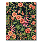 Elegant Peach Floral Garden Scroll Rug
