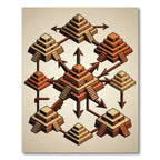 Isometric Terracotta Aztec Step Pyramid Rug