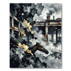 Industrial Horse Abstract Ink Splash Rug