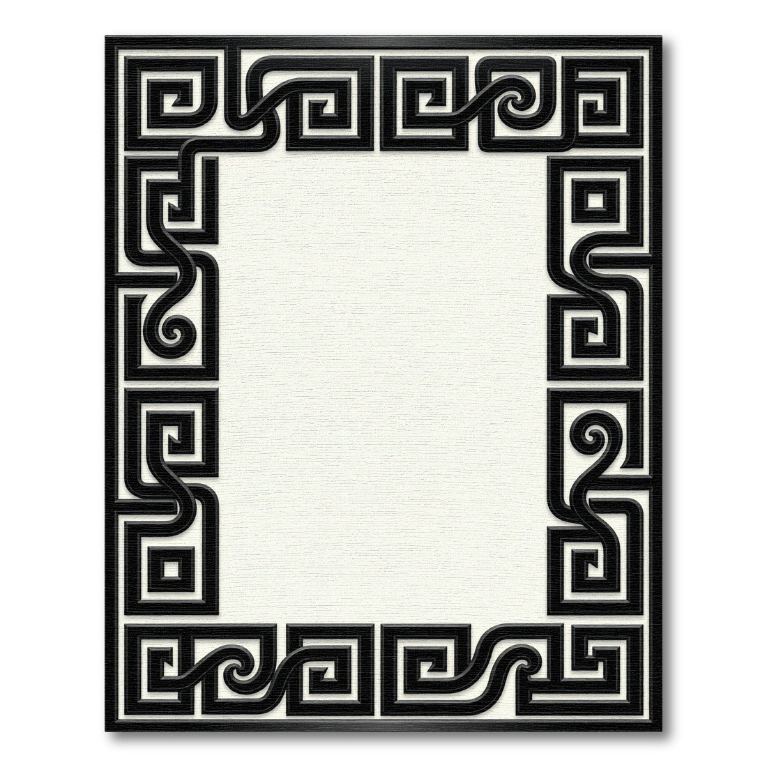 Black Greek Key Scroll Border Rug