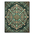 Dark Green Filigree Floral Medallion Rug
