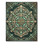 Dark Green Filigree Floral Medallion Rug