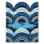 Modern Blue Concentric Arch Reflection Rug