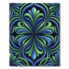 Lush Green and Blue Art Nouveau Flourish Rug
