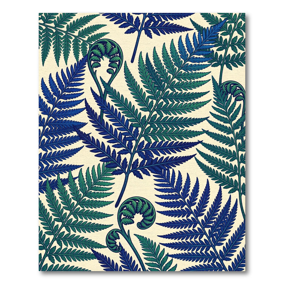Lush Indigo and Emerald Fern Botanical Rug