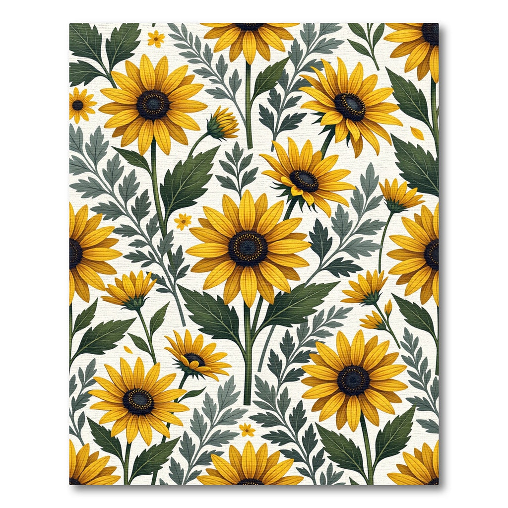 Sunny Yellow Sunflower Botanical Meadow Rug