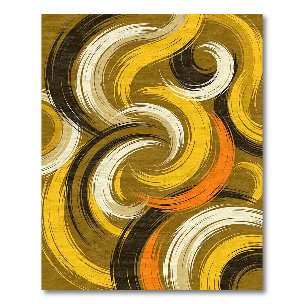 Golden Ochre Abstract Swirl Rug