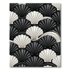 Sophisticated Black and Pearl Scallop Shell Rug
