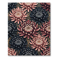 Elegant Blush and Charcoal Chrysanthemum Floral Rug