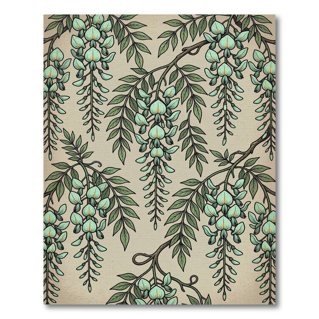 Sage Green Wisteria Botanical Willow Vibe Rug