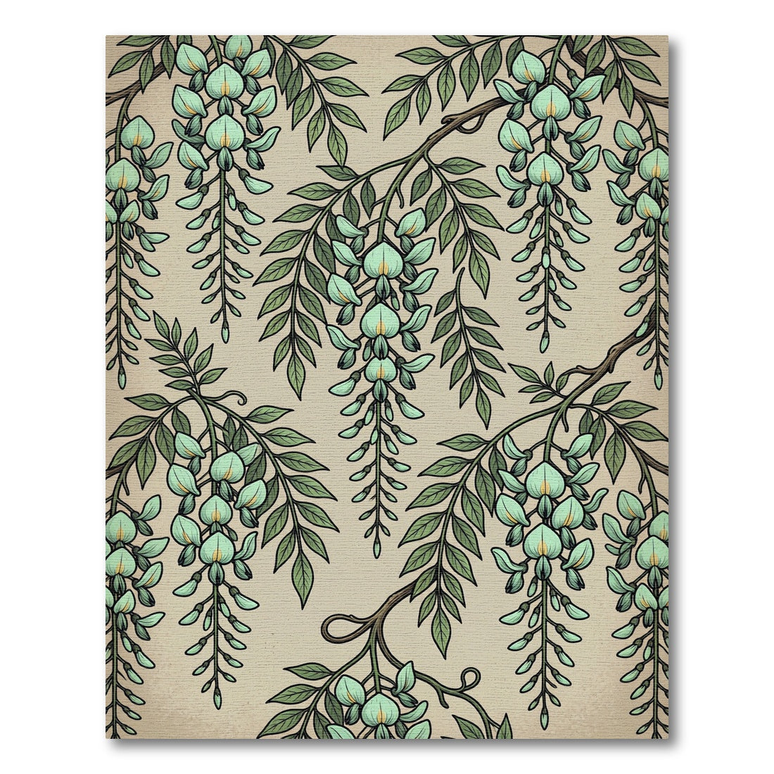 Sage Green Wisteria Botanical Willow Vibe Rug