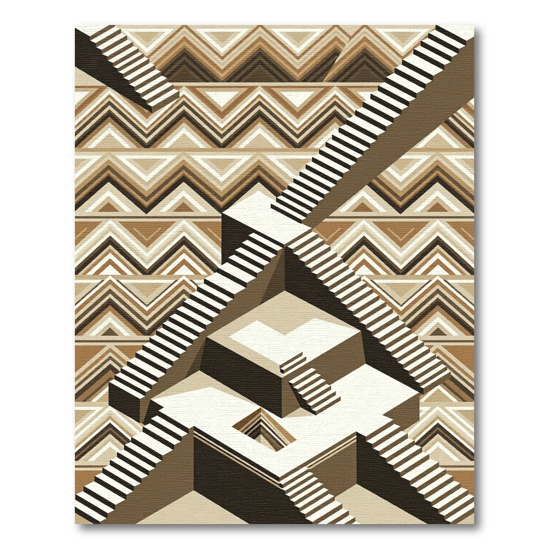 Geometric Staircase Illusion Rug