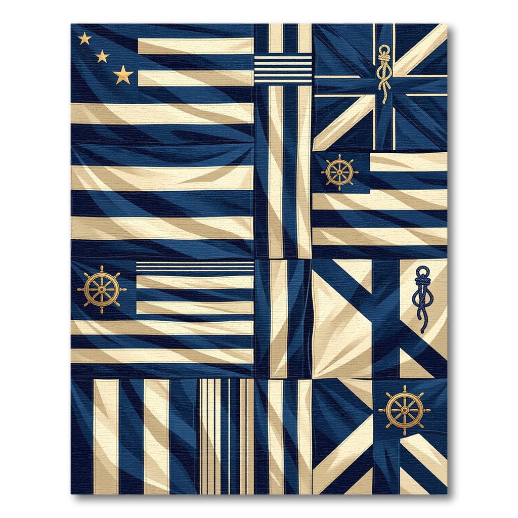 Nautical Navy Cream Segmented Mariner Grid Rug