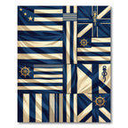Nautical Navy Cream Segmented Mariner Grid Rug