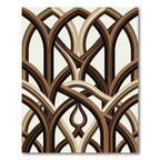 Elegant Arching Wood Grain Scrollwork Rug