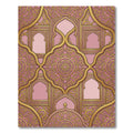 Gold Damask Filigree Pink Medallion Rug