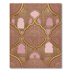 Gold Damask Filigree Pink Medallion Rug