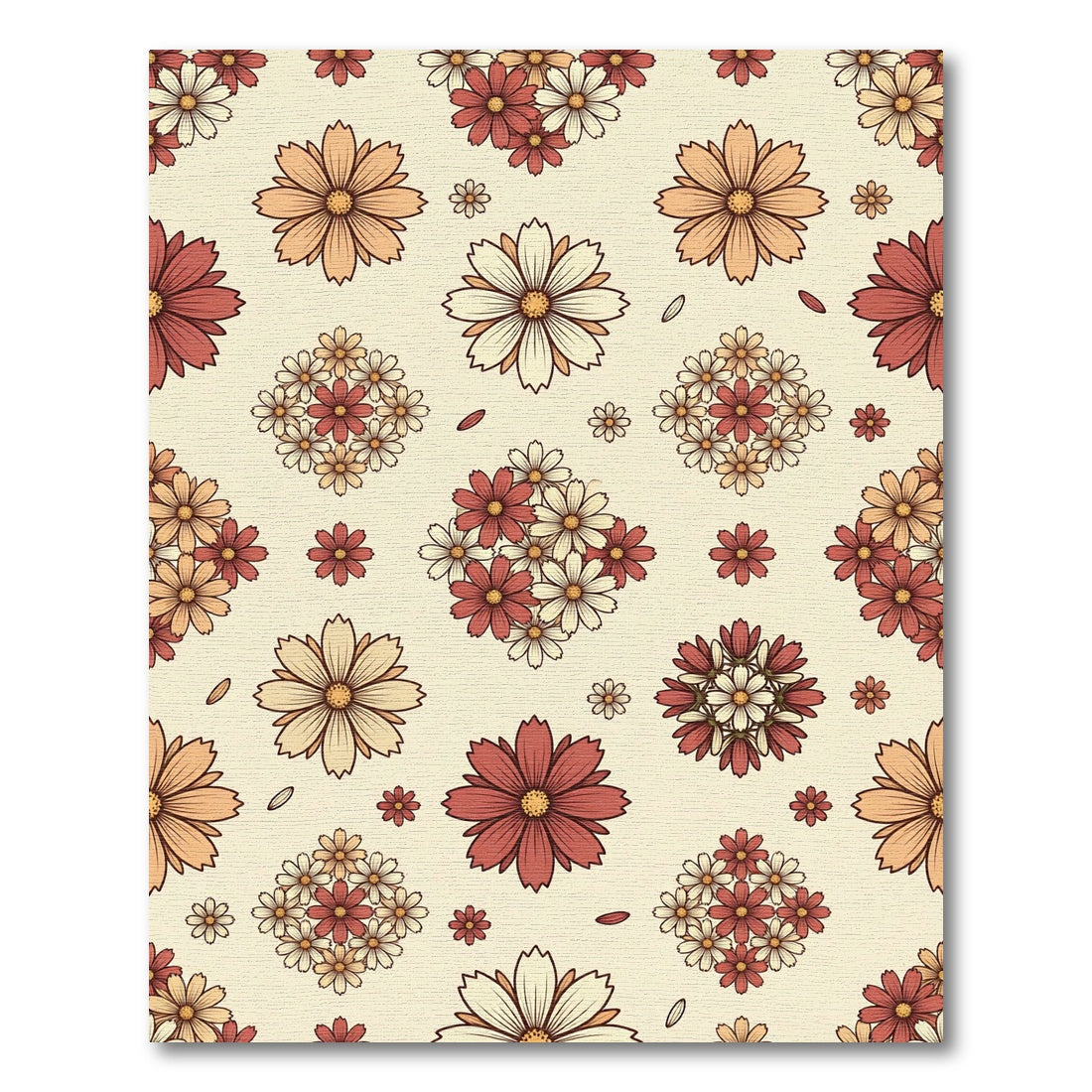 Retro Amber and Cream Daisy Meadow Rug