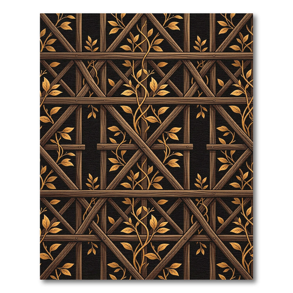 Wooden Lattice Gold Leaf Climbing Vine Rug